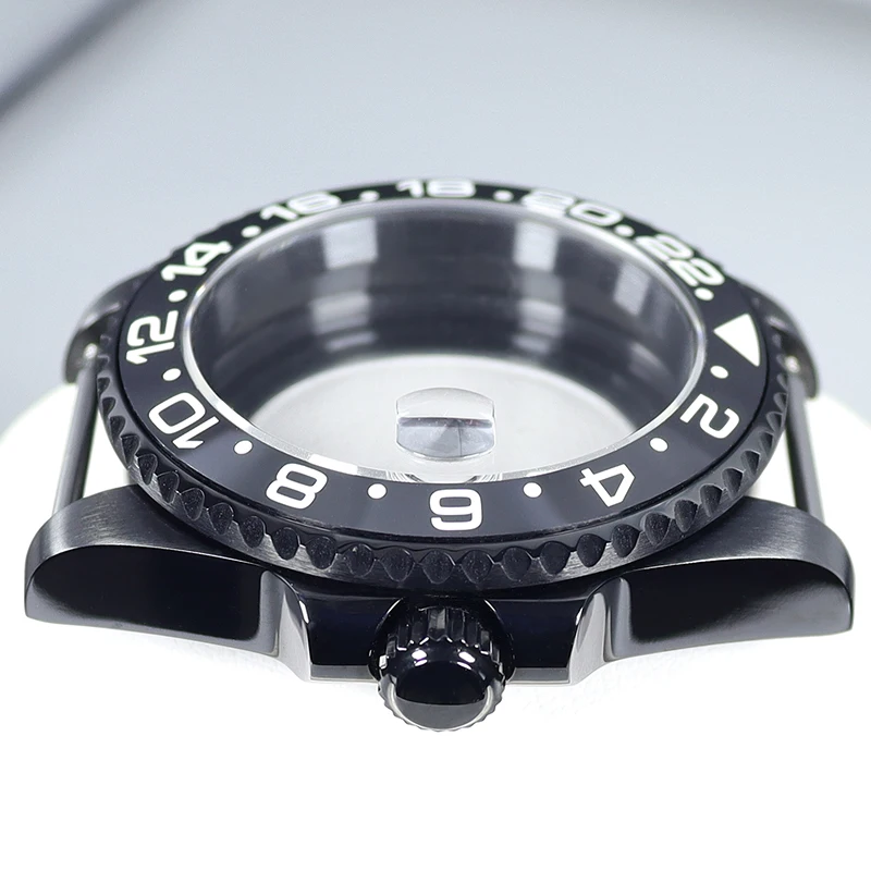 40mm Watch Black Diving Case Sapphire Glass Waterproof For Seiko Nh35 Nh36 Nh34 Nh38 Eta 2824 Miyota 8215 28.5mm Dial GMT MASTER