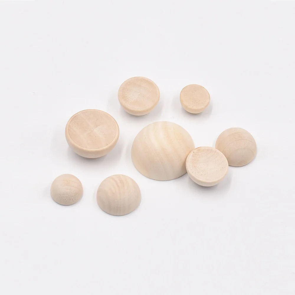 100pcs ， 15-50MM Lotus Wood Color Half Edge Wooden Beads Half Round Wooden Beads Wooden Loose Beads