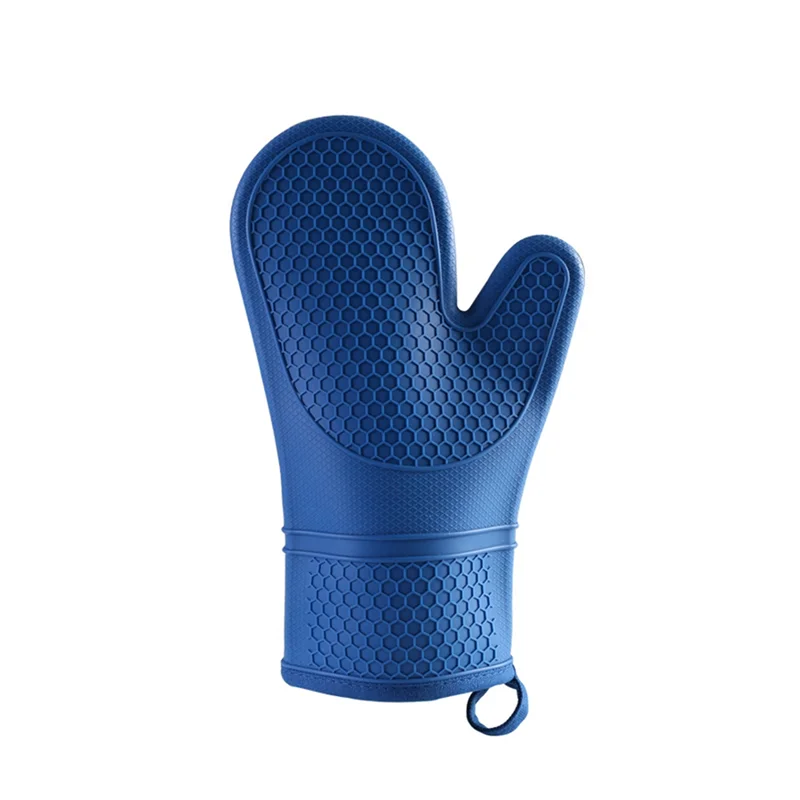 Silicone Oven Mitts - Jet Black Oven Mitts Heat Soft Lining Silicone Oven Gloves - Oven Mits Set Blue