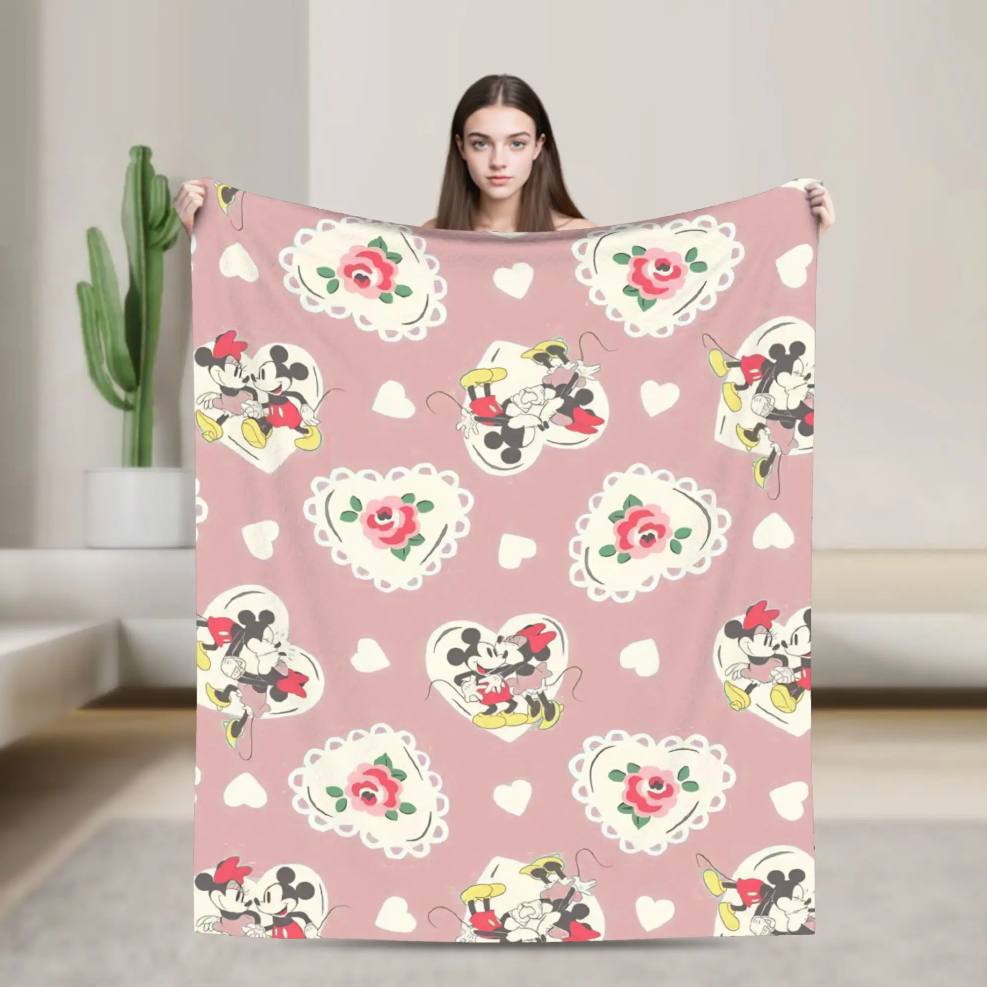 

Плед с Микки и Минни ко Дню святого Валентина для дивана, уютное плюшевое одеяло, несколько размеров, покрывало для всех сезонов