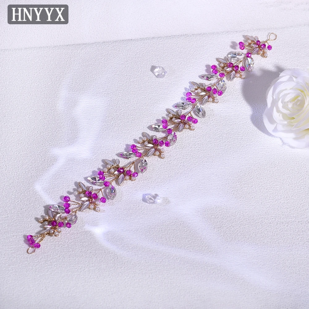 

HNYYX Rose Red Crystal Belt Princess Style Sash Elegant Bride Belts Fashion Rhinestone Simple Wedding Dress Accessories SA338