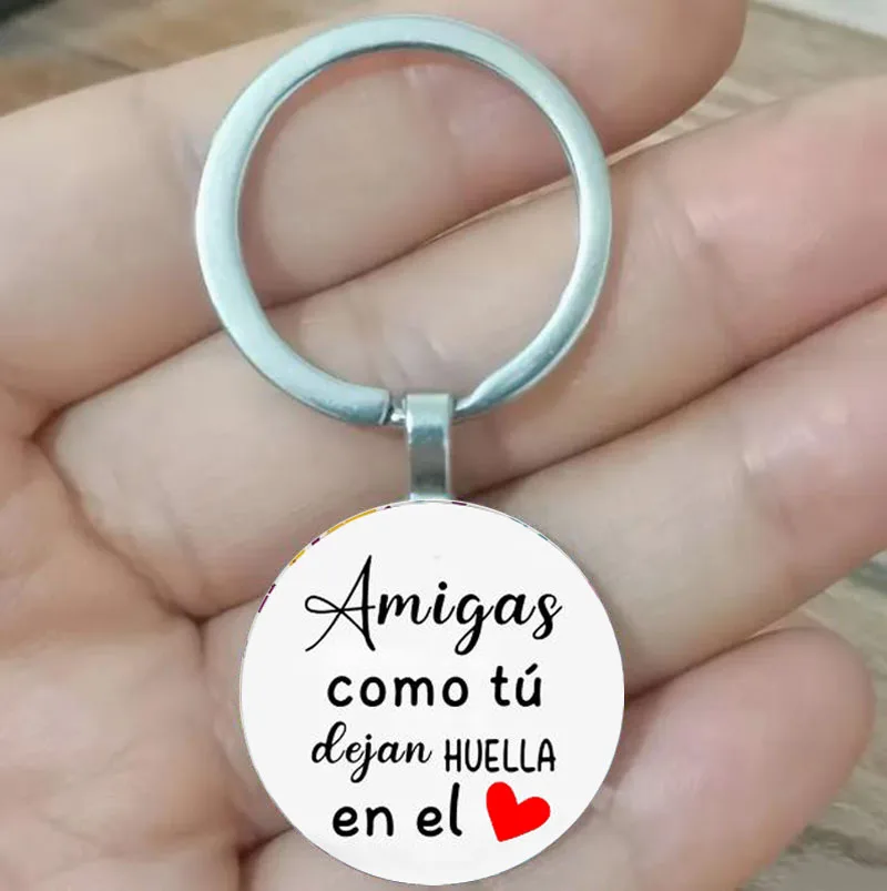 Spanish Friendship Gift Keychain for Brother and sisters BFF Amigas Como T ú Dejan Huella En El Charm Keychain Birthday Christma