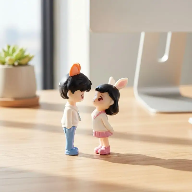 2Pcs/Set Miniature Doll Figurines Boy &Girl Models Statue Mini Couple Ornaments Wedding Cake Decorations Fairy Garden Decor