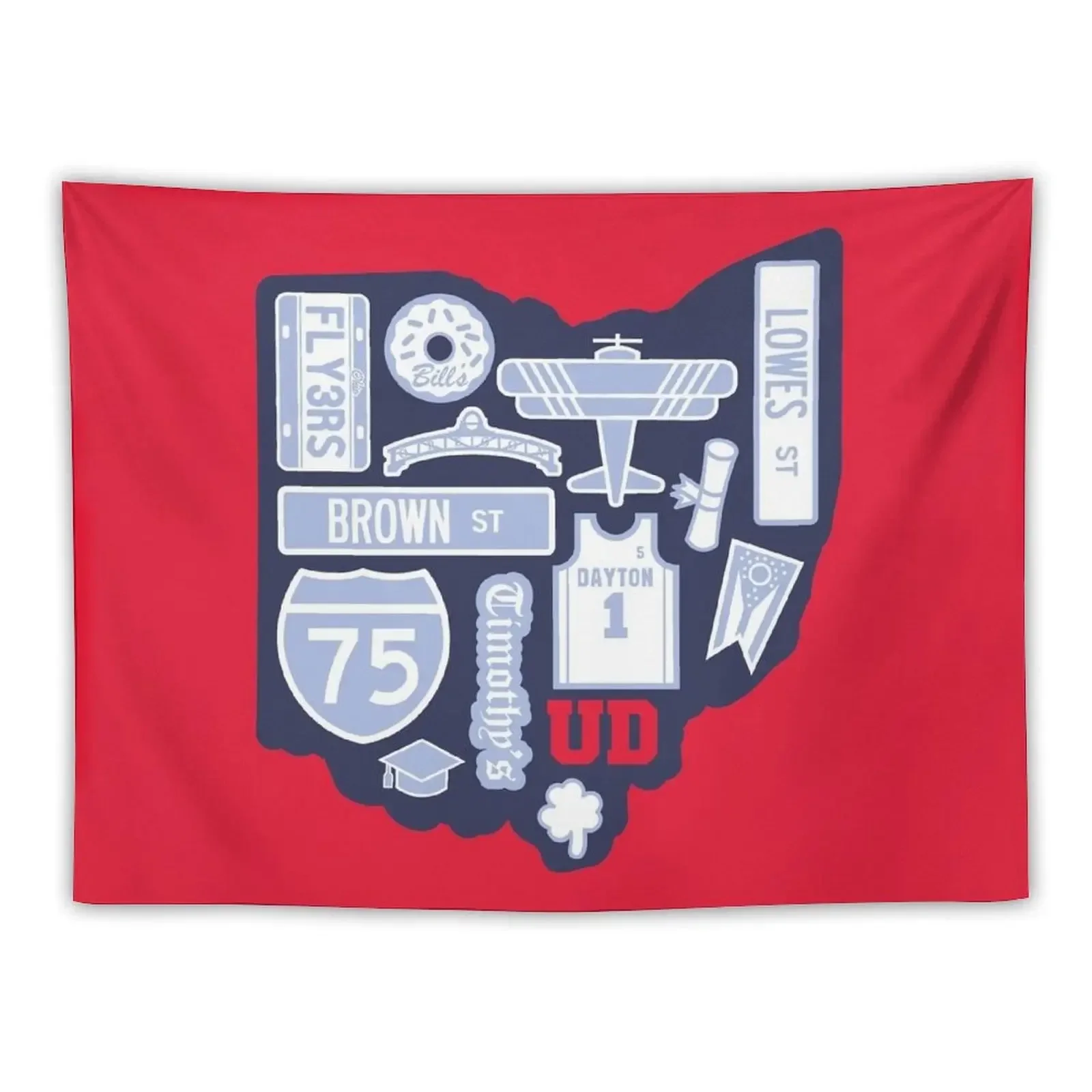 University of Dayton Flyers Ohio State Tapestry Room Decor Christmas Decoration Tapestry