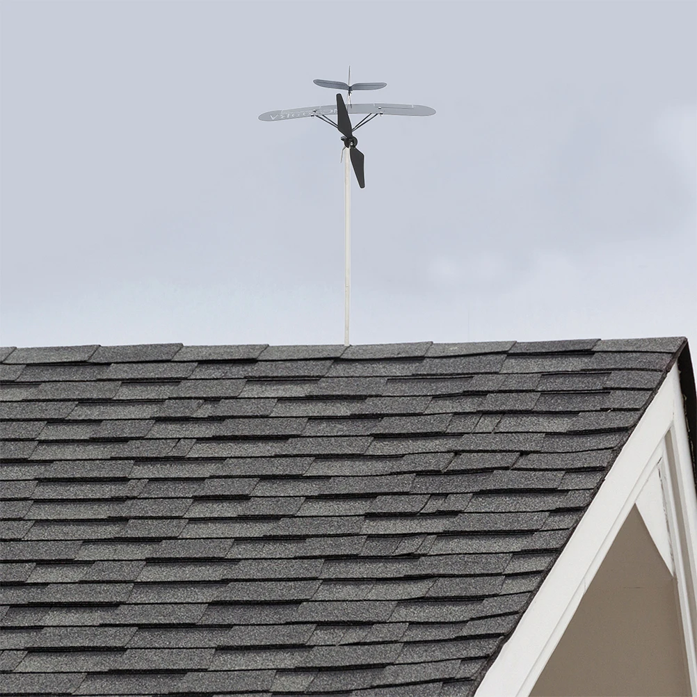 

1Pc Metal Airplane Weathervane 3D Wind Elegant Outdoor Garden Patio Lawn Yard Decor Easy Install Rotating Metal Pinwheel