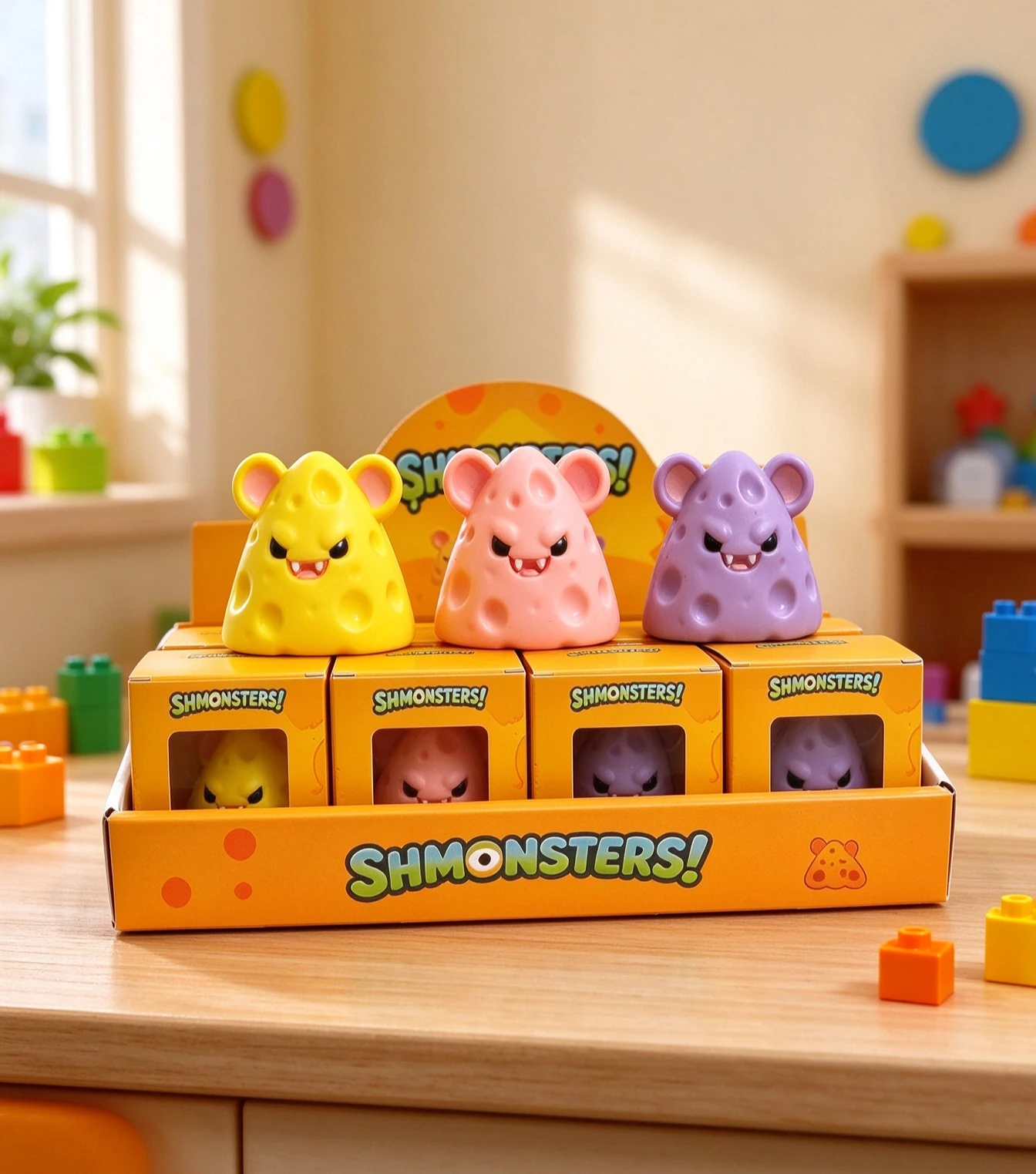 Cheese mouse monster slow rebound toy, cute soft pinch music decompression toy, suitable for children's gifts