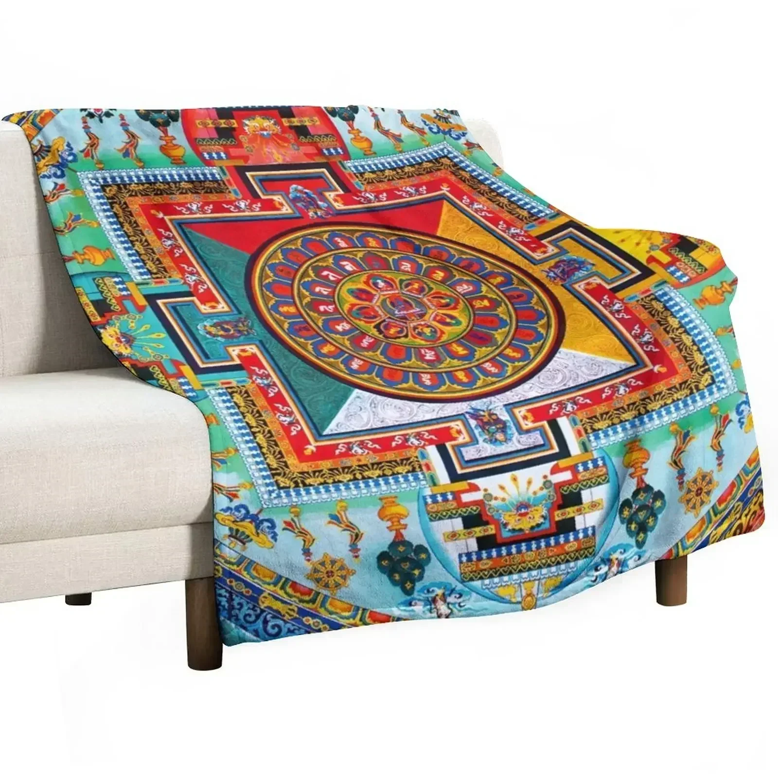 

Buddhist Mandala 28 Throw Blanket Flannel Hairys Blankets