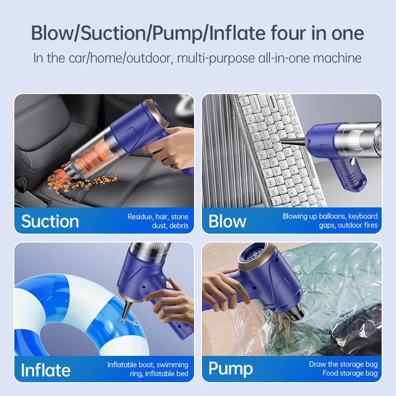 Purerobo New Portable Wireless Vacuum Cleaner Handheld Brushless Car Vacuum Cleaner blow/suction/pump/Inflate 4 in1 TYPE-C charg