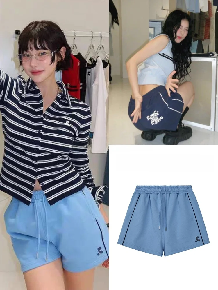 

Restandrecreation Summer New RR Double Bar Letter Print Casual Sports Shorts Women's Comfortable Cotton Shorts Fashionable Co...