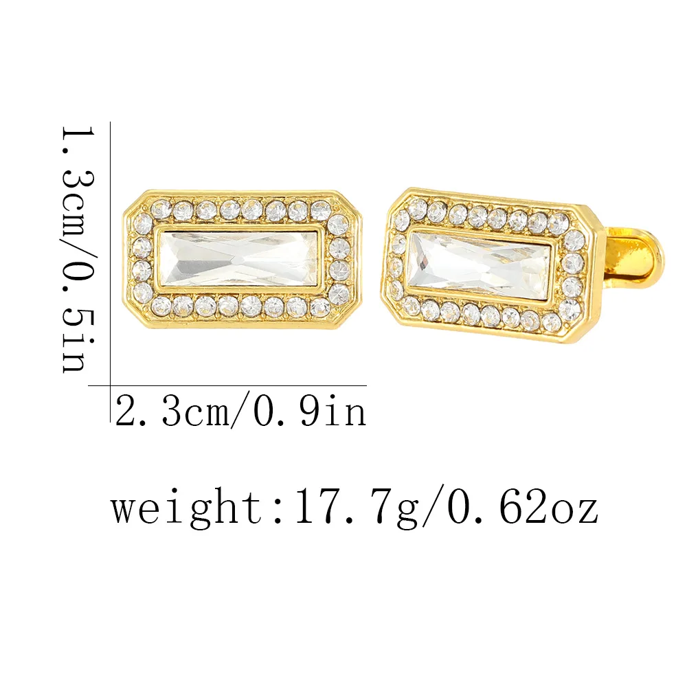 Rectangular Crystal Studded Diamond Cufflink Business Suits Exquisite Cufflinks Personalized Men's Shirts Decorative Accessory