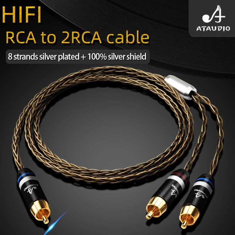 

Hi-Fi аудиокабель RCA-2RCA для усилителя, 8-ядерный, Восьмиядерный, с посеребренным покрытием, RCA на 2RCA, штекер-штекер, Y-образный кабель