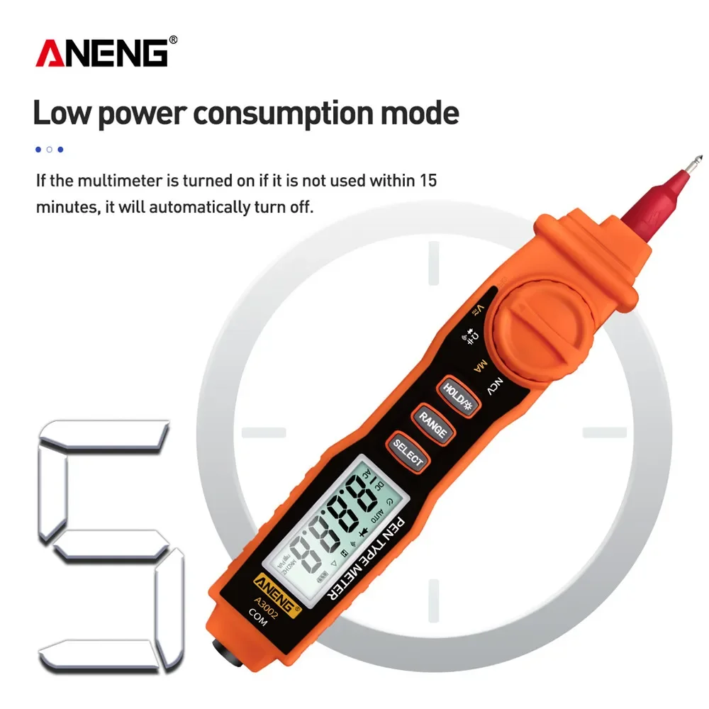 ANENG A3002 Digital Multimeter Pen Type 4000 Counts with Non Contact AC/DC Voltage Resistance Diode Continuity Tester Tool