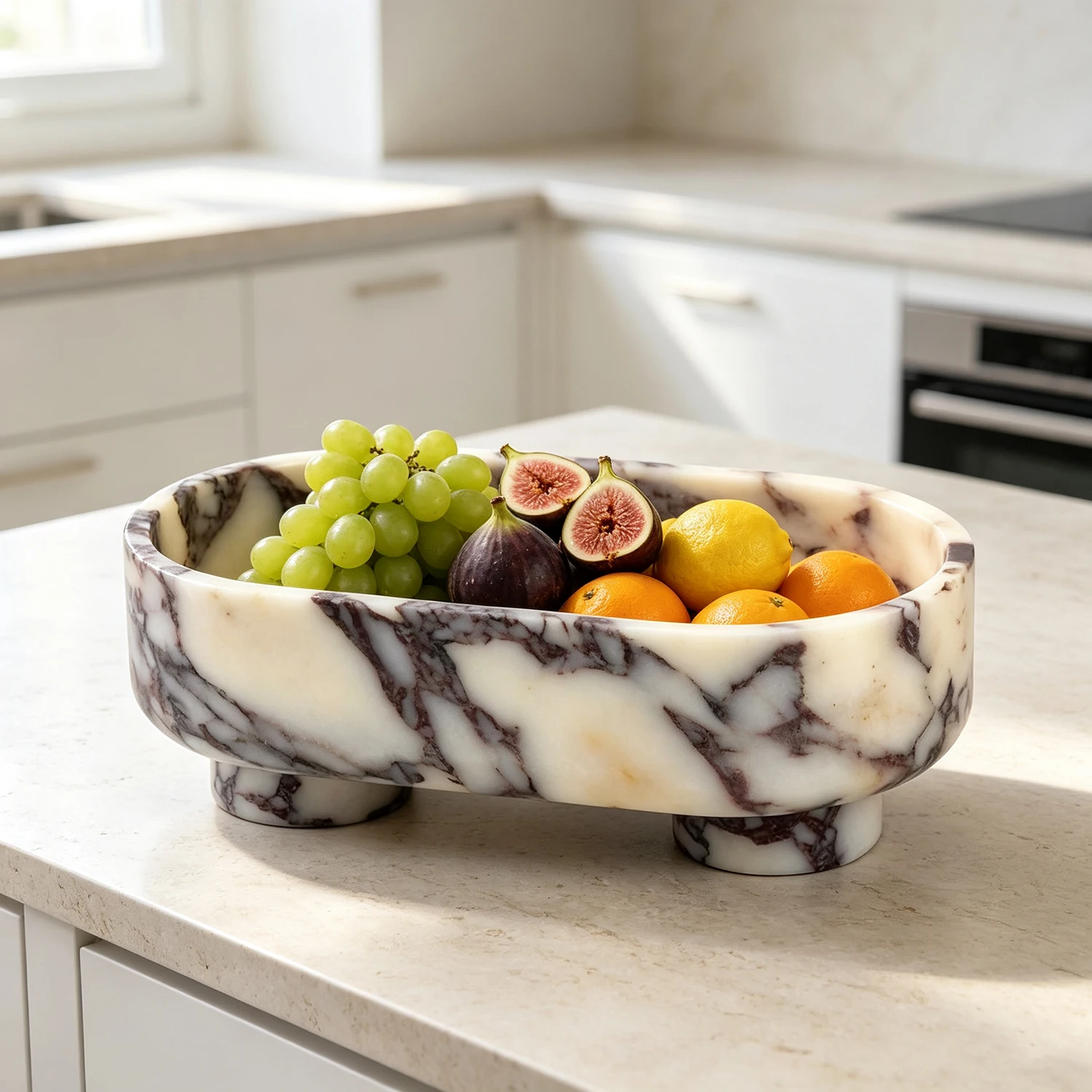 Calacatta Viola Marble Tray Oval Footed Vanity Tray Decorative Storage Tray for Bathroom Kitchen Countertop Home Table Decor