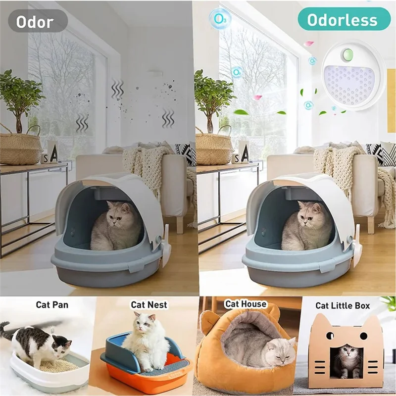 A26T-Smart Cat Odor Purifier,Cat Box Deodorizer Rechargeable,For All Kinds Of Litter Box Bathroom Wardrobe Kitchen With Uv