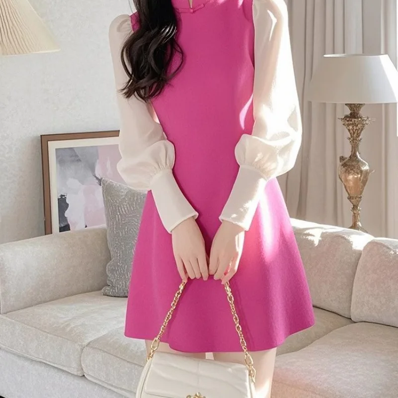 New Chinese rose red improved cheongsam dress 2025 fire dopamine beautiful small dress imperial sister spring wear