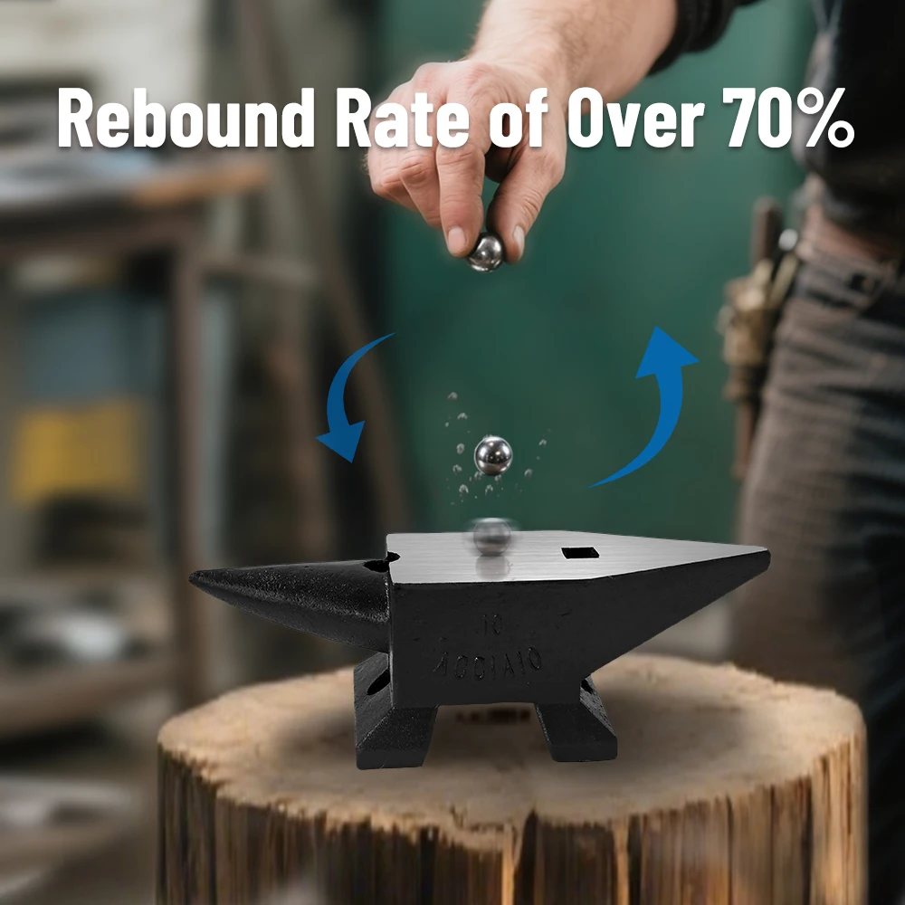 

Cast Steel Anvil, 22 Lbs(10kg) Single Horn with Large Countertop and Stable Base, High Hardness Rugged Round Horn Blacksmith