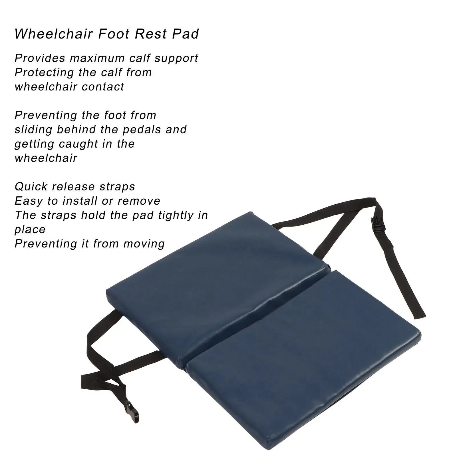Wheelchair Foot Rest Pad PU Leather Cushion Comfortable Support Quick Release for Disabled for home Use