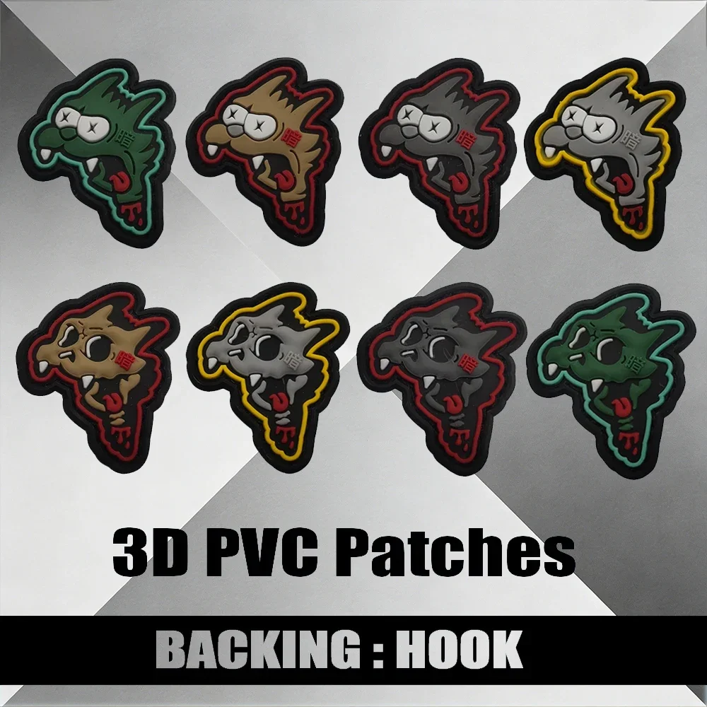 

Мультяшная нашивка из ПВХ 3D с леопардом и крючком, темный тактический значок с персонажем, наклейка «Глаз маленького дьявола» для рюкзака