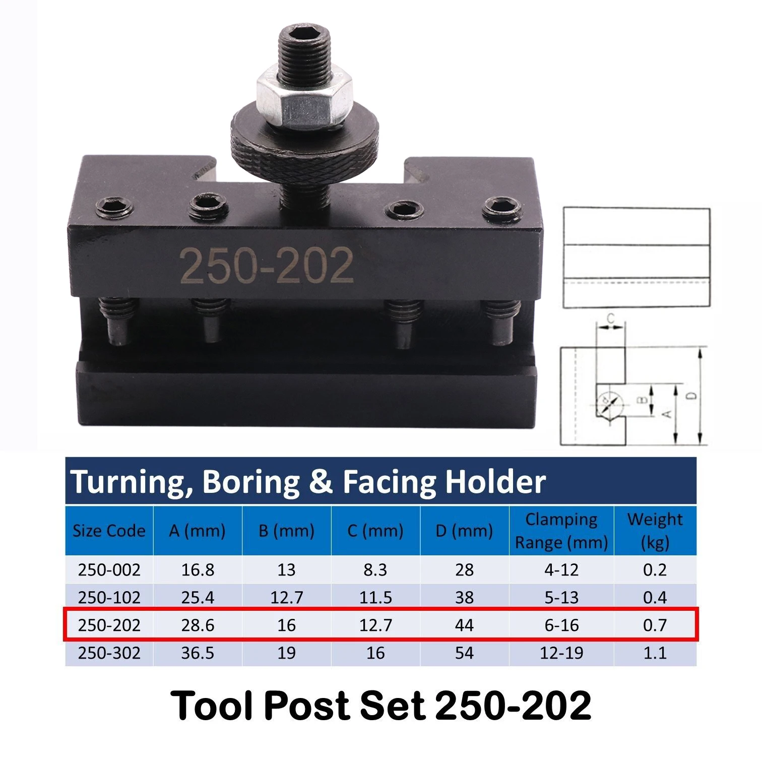 6Pcs BXA Size Piston Type Quick Change Tool Post Holder 250-200 Set for 10\