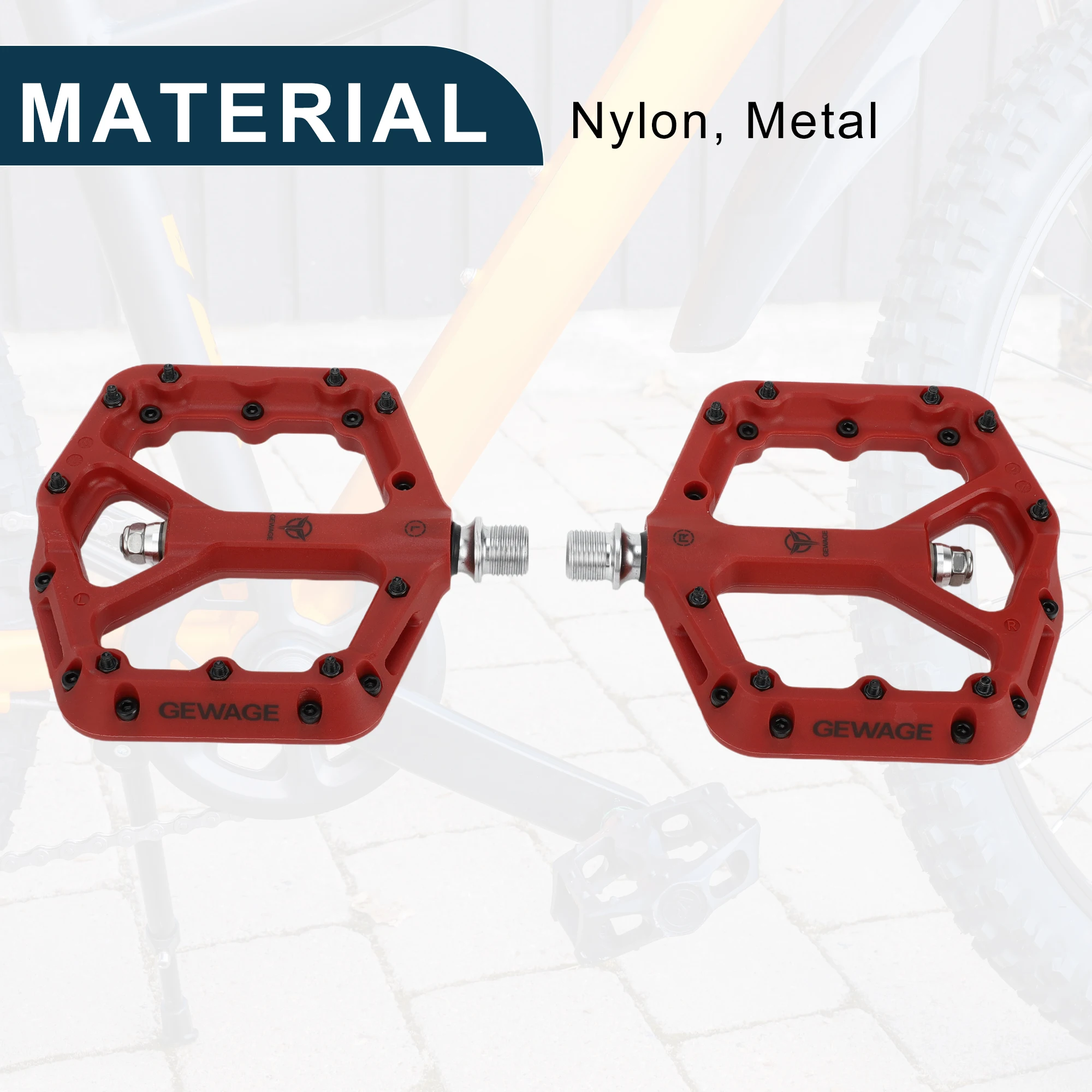 

Подставки для ног X Autohaux подходят для прочных осей 9/16 дюймов | Задняя педаль велосипеда, нейлон, металл, красный, 1 пара