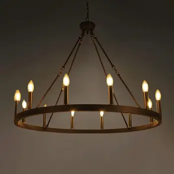 美式復古工業風圓LED吊燈,黑色金屬質感,適用於客廳、咖啡廳、餐廳等場所的裝飾吊燈 10 best sales 工業光澤 - №4