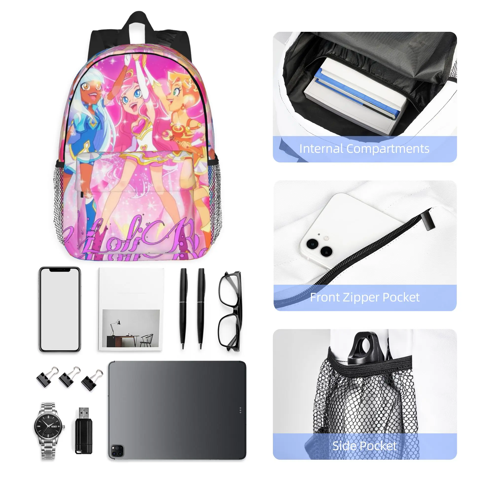 LoliRock Cartoon Backpack Hot Sale Daypack Large Capacity Boys Girls BookBag Shoulder Bags for Men Women School Bag