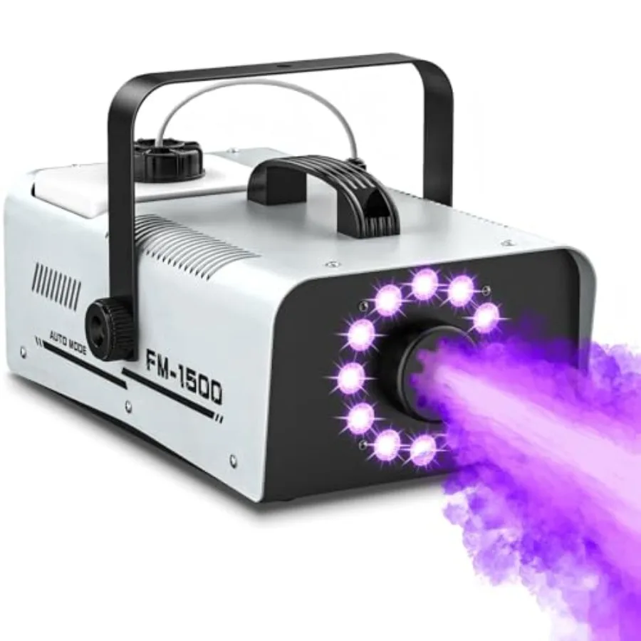 

Fog Machine Outdoor Halloween, 1500W 20000CFM Smoke Machine with LED Lights, 2L Tank, 13 Colors and 4 Light Modes, Dual Wireles