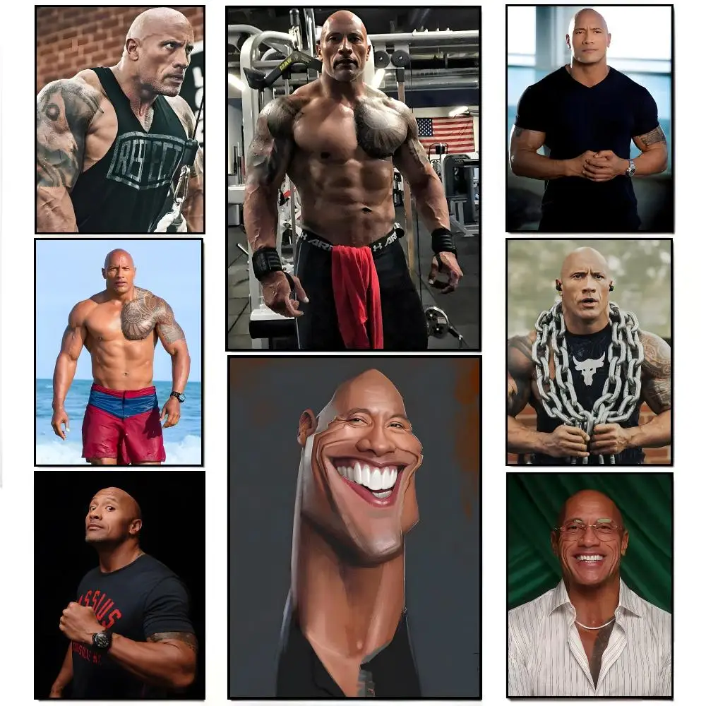 Action Star D-Dwayne Johnson Poster Frameless Wall Art Print, Peel-and-Stick Removable