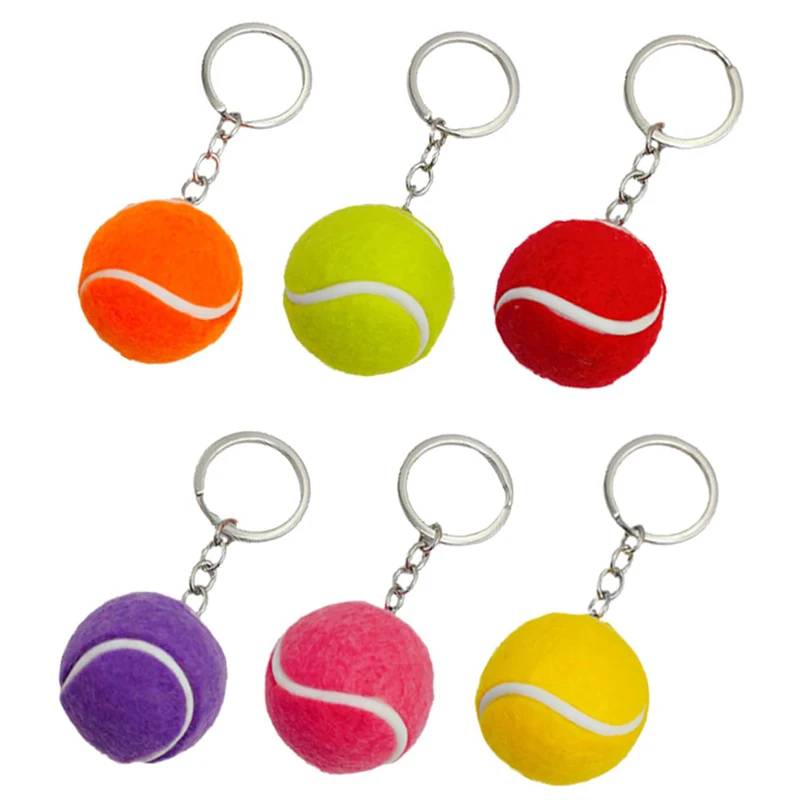 6 uds Mini llavero de pelota de tenis llavero lindo llavero deportivo de Metal decoración colgante regalos perfectos para amantes del tenis