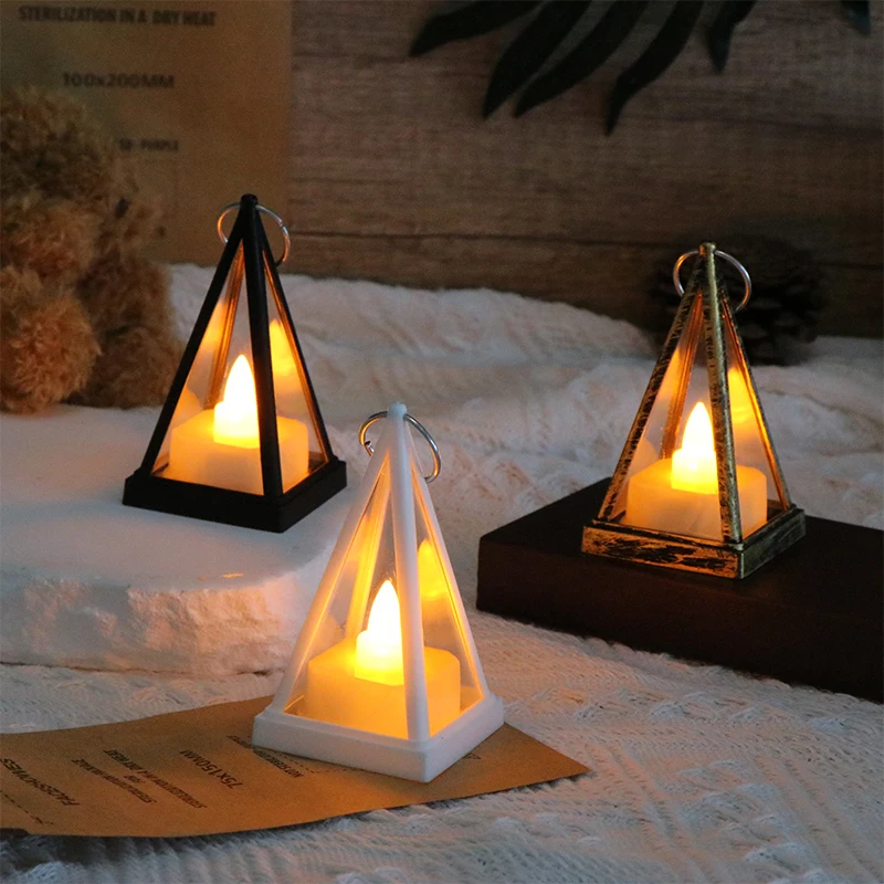 9cm Mini Led European Triangle Light Simulation Cande Light Dollhouse Miniature Night Lamp Home Model Decor Toy