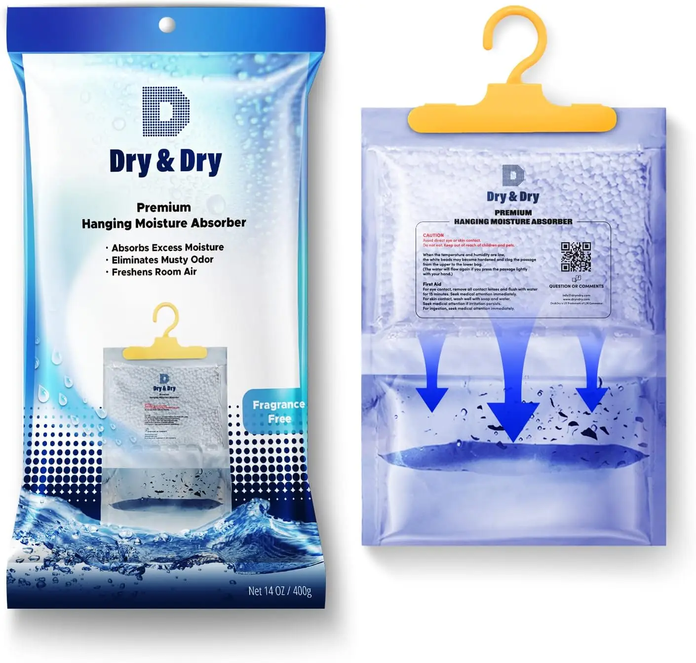 

Dry & Dry 92 Packs [Net 14 Oz/Pack] Moisture Absorbers Dehumidifiers for Home Dehumidifier for Basement Dehumidifiers
