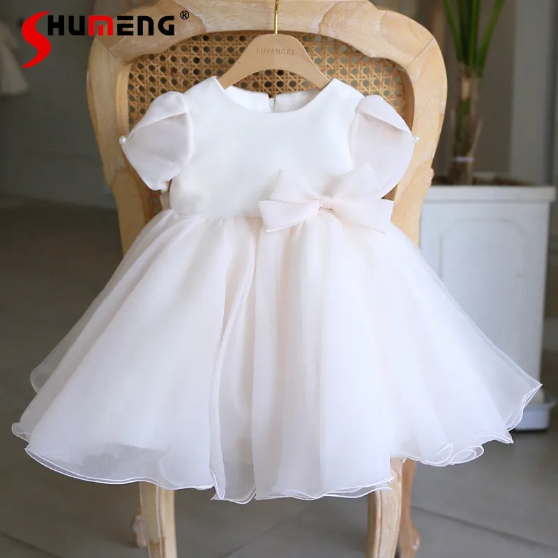 

Детское платье Super Fairy для девочек от 1 года, с коротким рукавом, на каждый день, пышное, в стиле принцессы, с цветочным узором, элегантное, милое