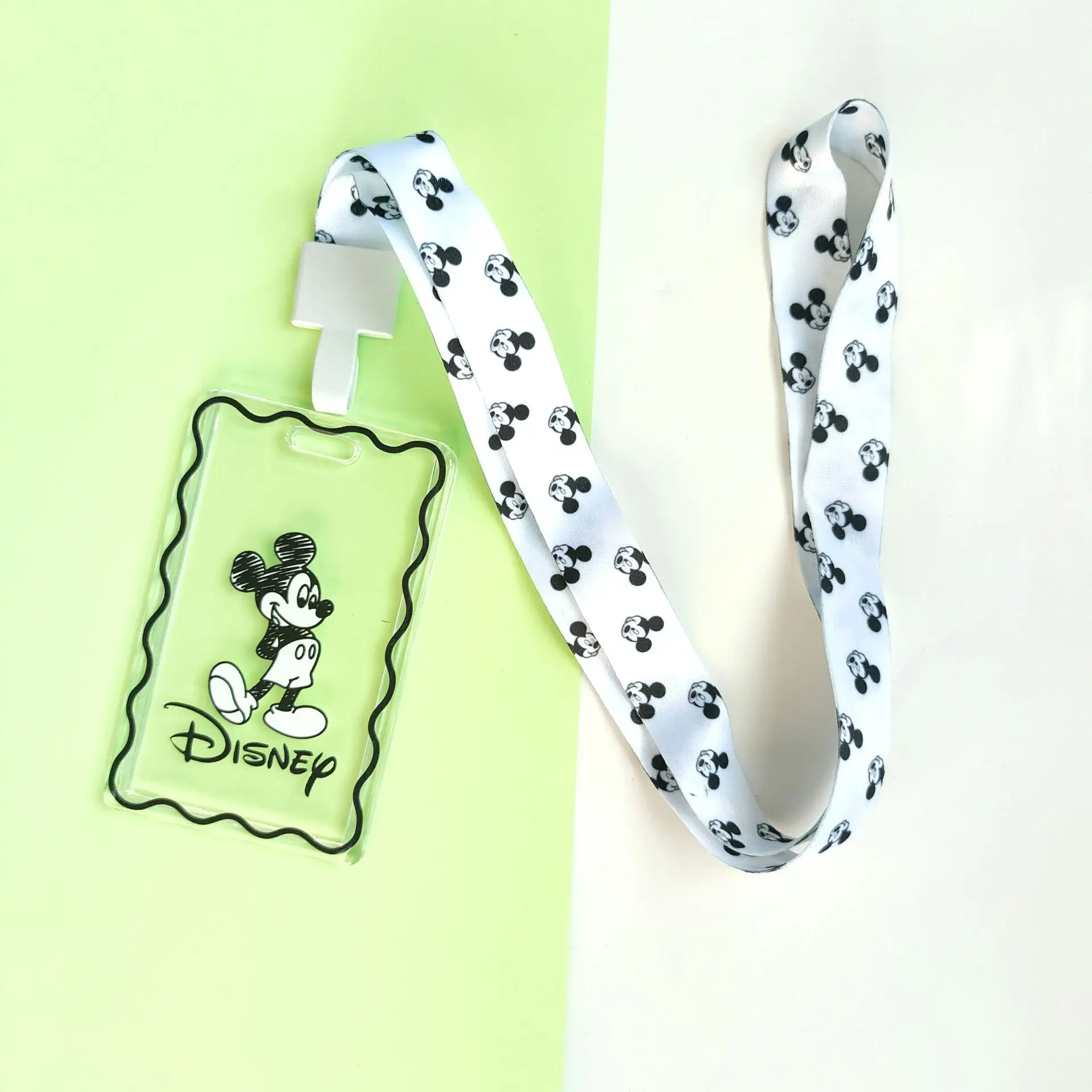 Disney Mickey Mouse Card Holders Cartoon Anime Card Case Bus Card Cover Card Holders ID Card Long Cord Transparent Card Holder