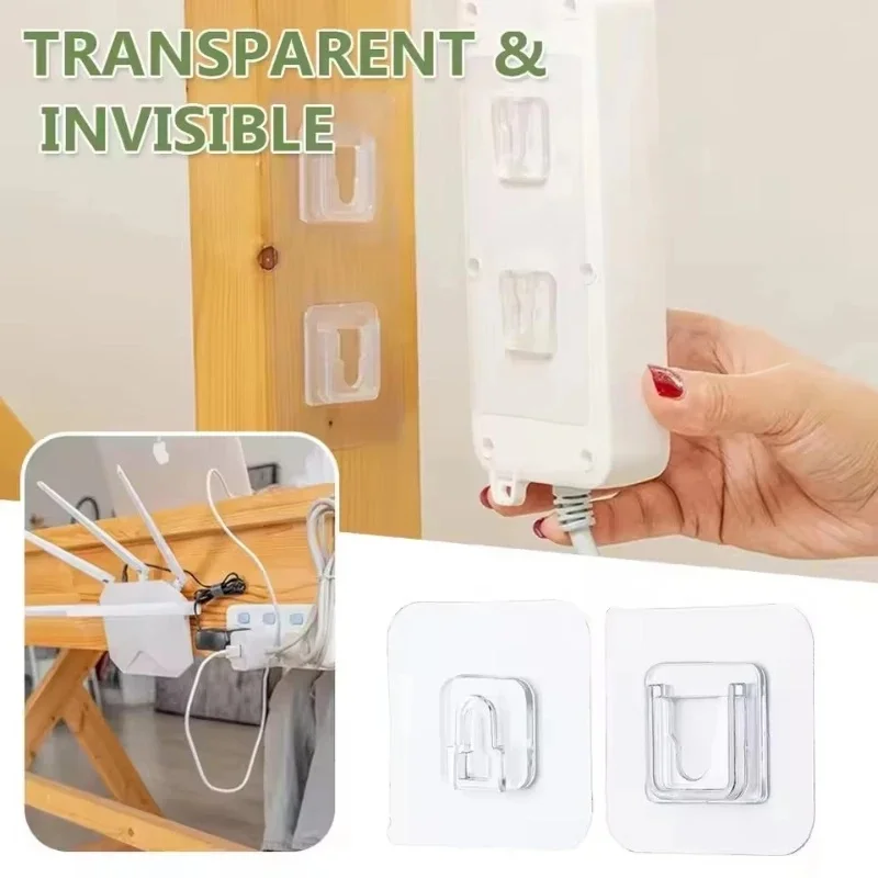 5-30pairs Cable Organizer Double-Sided Adhesive Wall Hooks Hanger Suction Cup Sucker Wall Storage Holder Cable Management Clips
