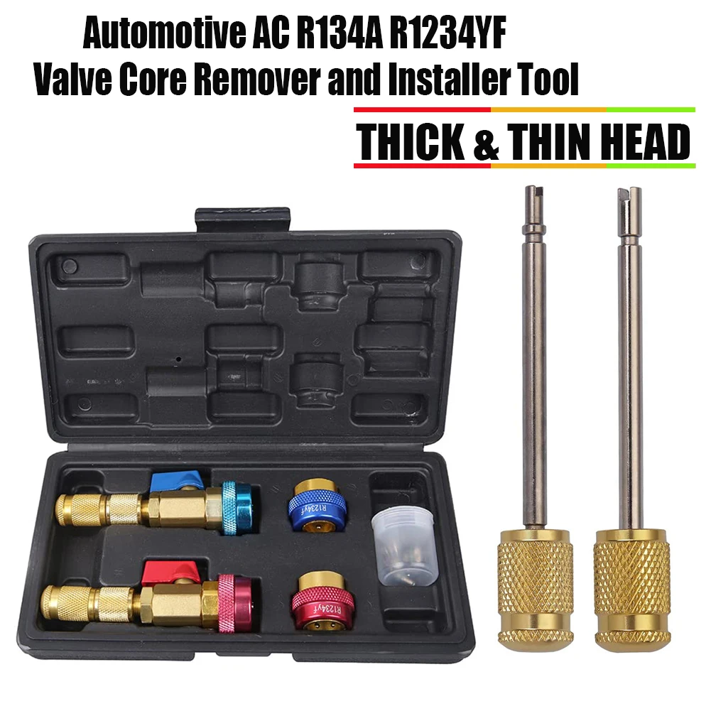 Automotive AC R134A R1234YF Valve Core Remover and Installer Tool Set, for Standard and JRA Valve Core Couplers