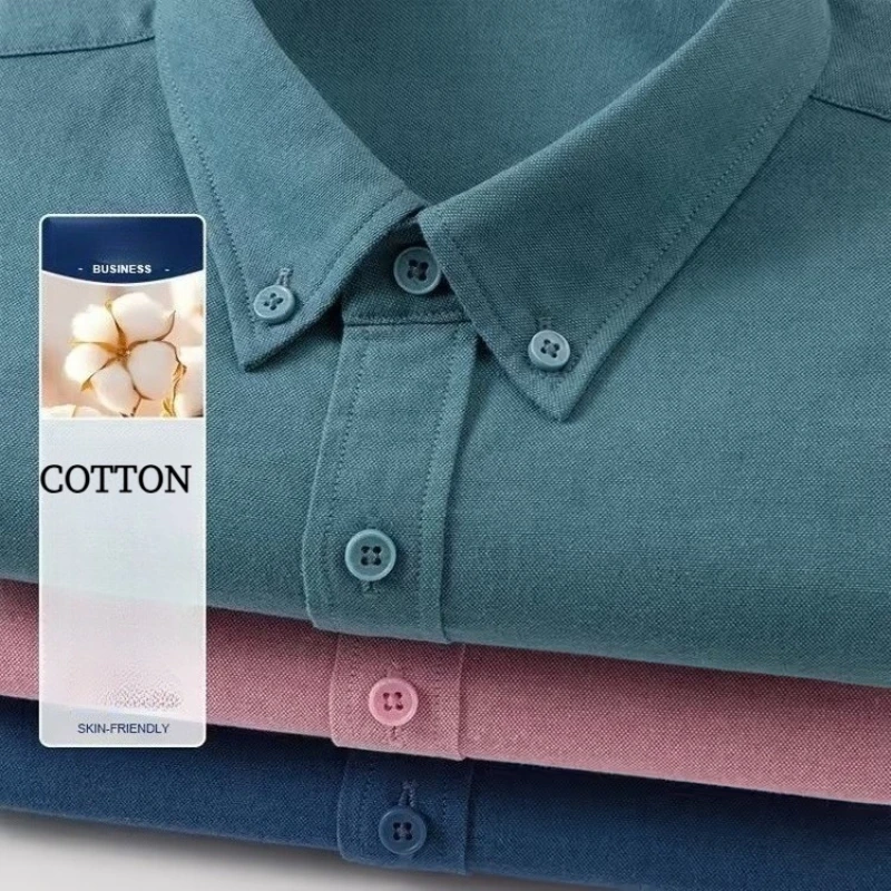 New Men's Oxford Shirt 76% Cotton Business Shirt - Wrinkle Resistant Casual Office Shirt Multi Colors