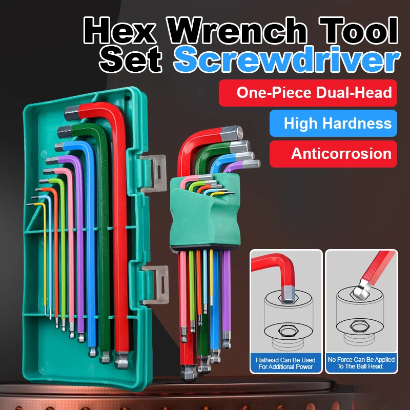 

Ящик для инструментов Шестигранный ключ Шариковая шестиугольная прямая отвертка Аппаратный набор инструментов Шестигранный ключ