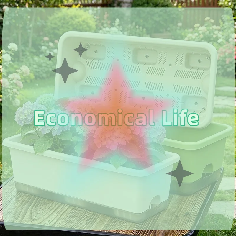 

[MOA]Rectangular Self Watering Planter Box With Drainage Tray Plastic Window Box For Indoor And Outdoor Gardening[MOA]