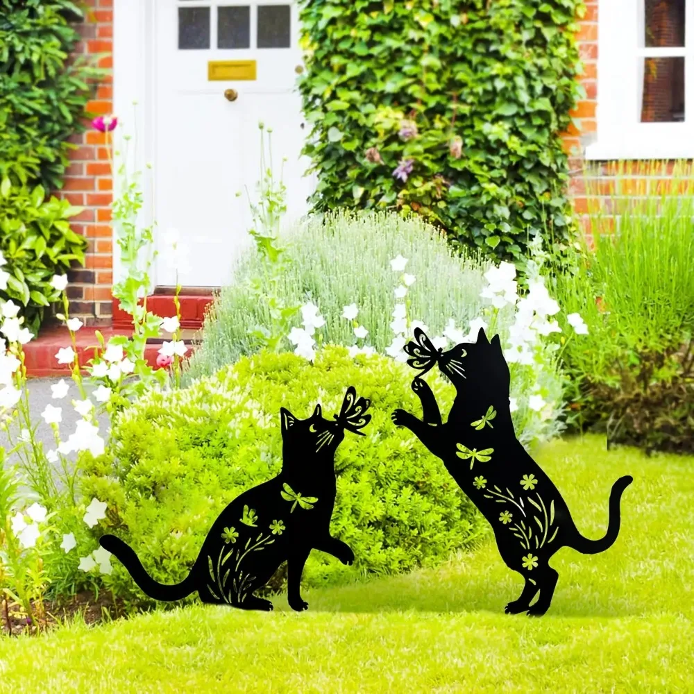CIFBUY Wrought Iron Metal Wall Art Cat Silhouette Cutout Rustic Home Decor For Living Room Bedroom Hanging Ornament Gift