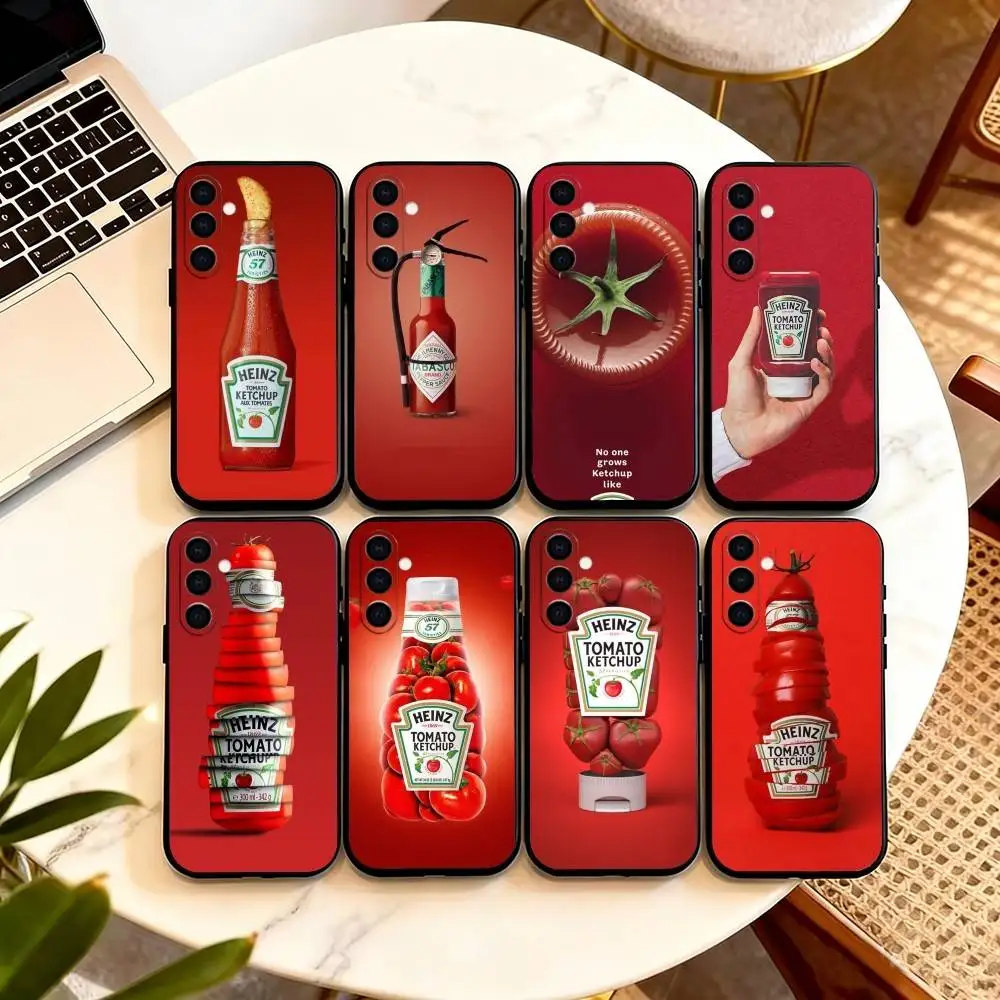 Tomato Ketchup Mustard ART  Phone Case Black Silicone Soft For Samsung Galaxy A73,A72,A71,A70,A53,A52,A51