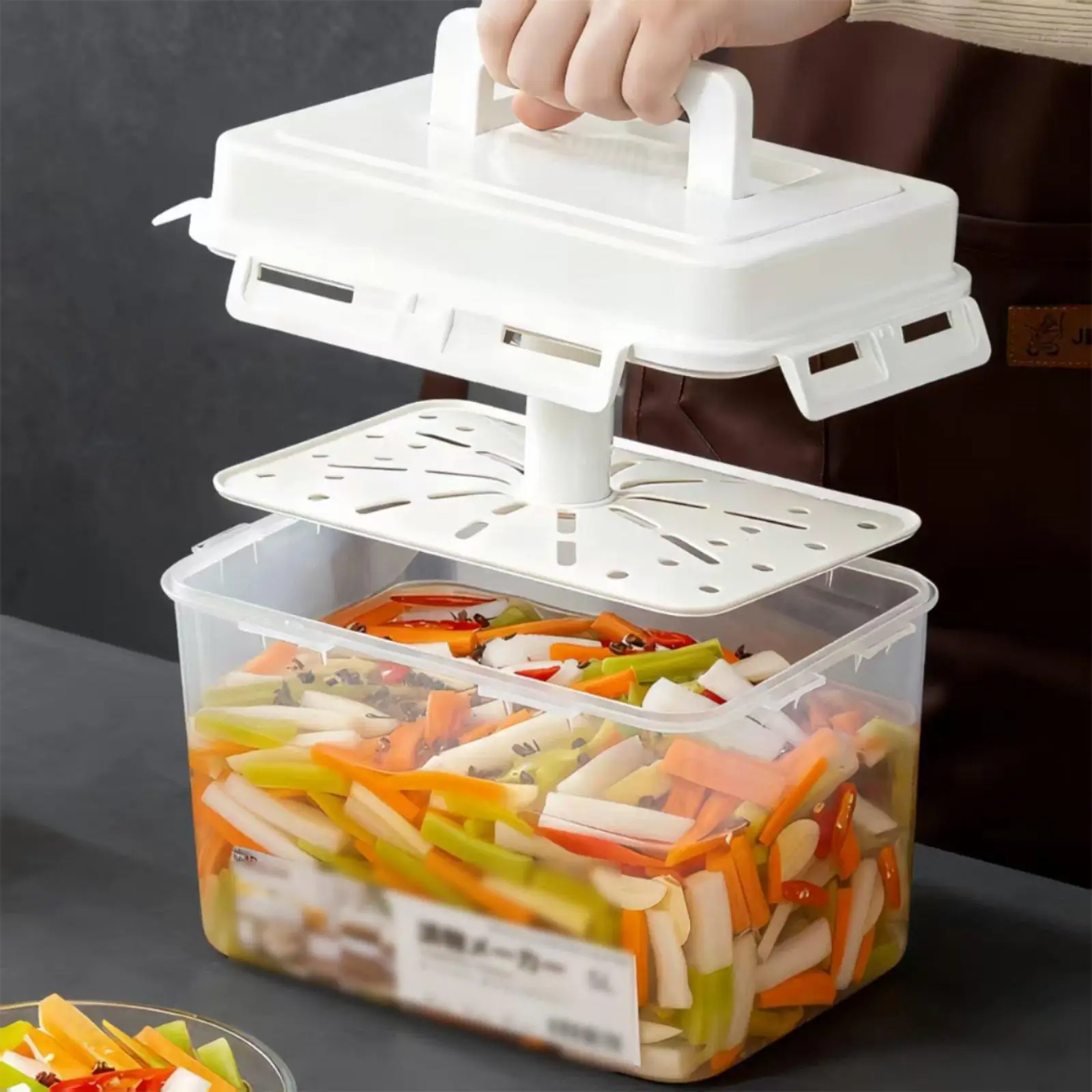 Press Style Pickle Storage Container Sealing Food Box for Refrigerator Fermentation Jar for Home Pickled Foods