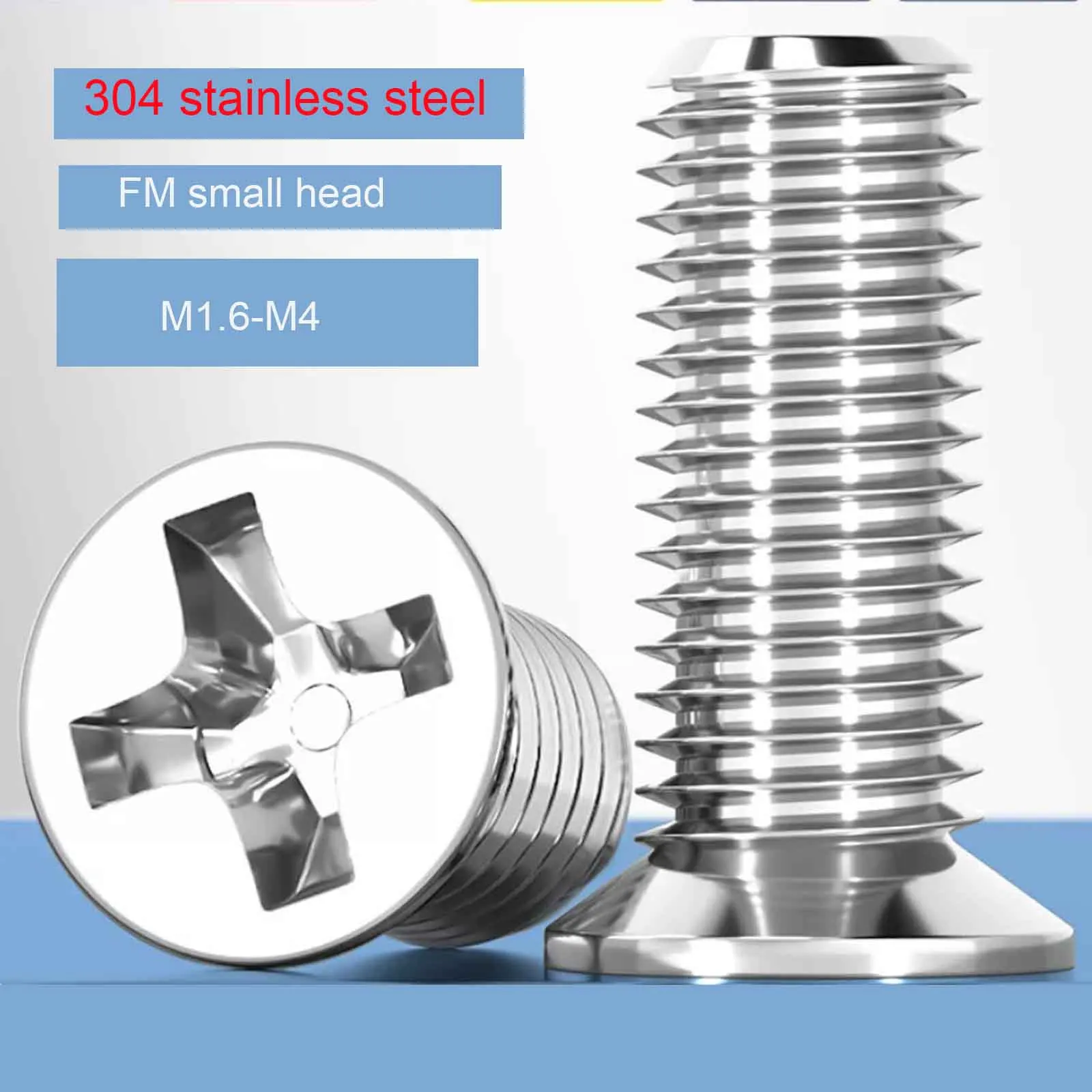 50pcs M1.6 M2 M2.5 M3 M4 304 Stainless Steel Nonstandard Small Head Cross Recessed Phillips Flat Countersunk Head Bolts Screw