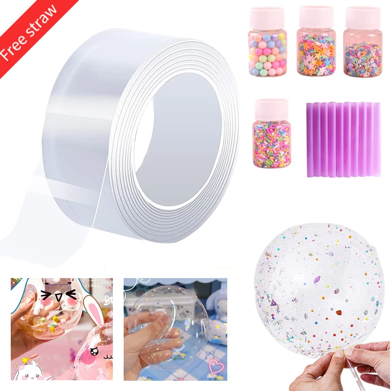 Home-appliance double tape Blow Bubble Nano Tape Double Sided Plastic Bubbles Balloon Double Sided Tape Decompression Toys Kids