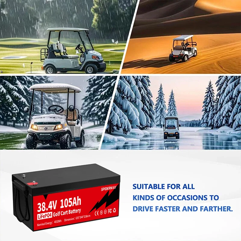 

36V 48V 105Ah LiFePO4 Lithium Battery + Charger for Golf Cart Marine Motorhome Solar Home, RV, Off-Grid RYOBI Electric Lawn Mowe