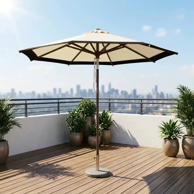 Custom Logo 10FT Heavy Duty Aluminum High Windproof Cantilever Beach Umbrella 360 Rotating Fade-resistant Outdoor Furniture