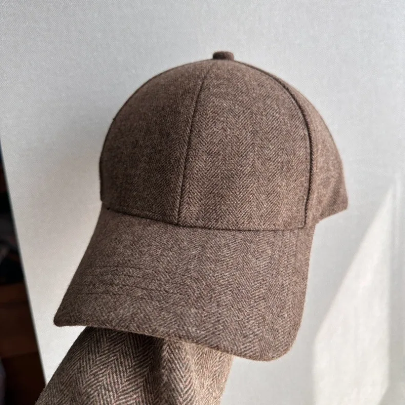 USPOP Herbst-Winter-Baseballkappe aus Wolle mit Fischgrätenmuster, harte Oberseite, englischer Stil, klassischer Luxus für Männer und Frauen – Detail 11