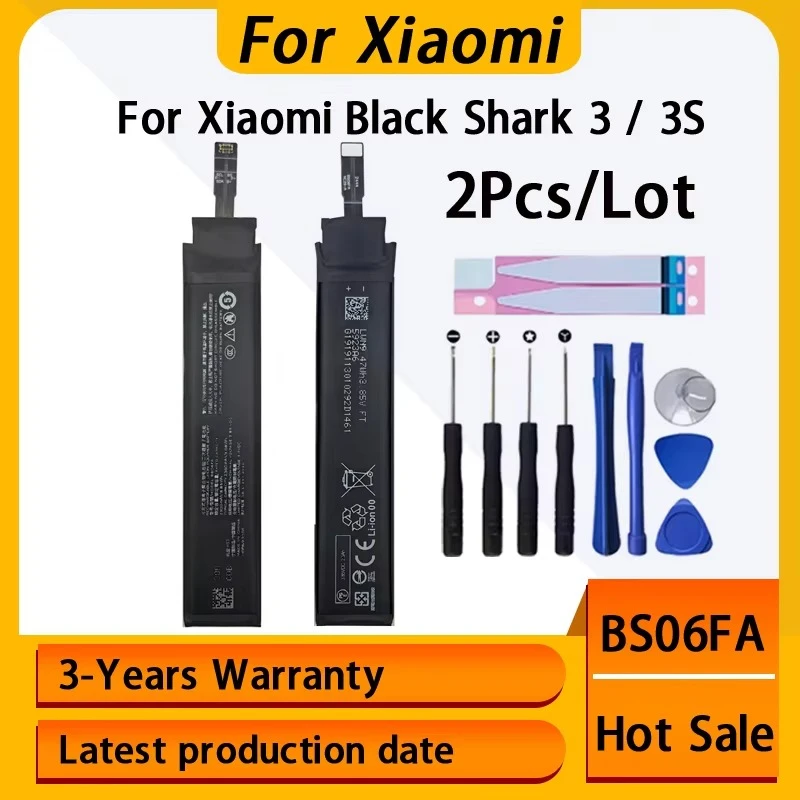 100% 2pcs BS06FA Battery 2x2360mAh BlackShark For Xiaomi Black Shark 3 3S Shark3 Phone Batteries Bateria Batterij+Tools