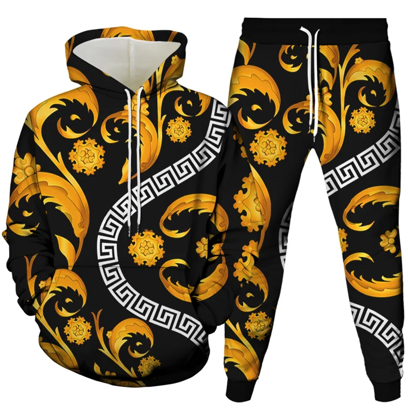 

Zebra Leopard Chain Tiger Luxury Vintage Design Pattern Print Tracksuit Men Women Hoodies Jogging Pants 2PcsSet Clothing Suits