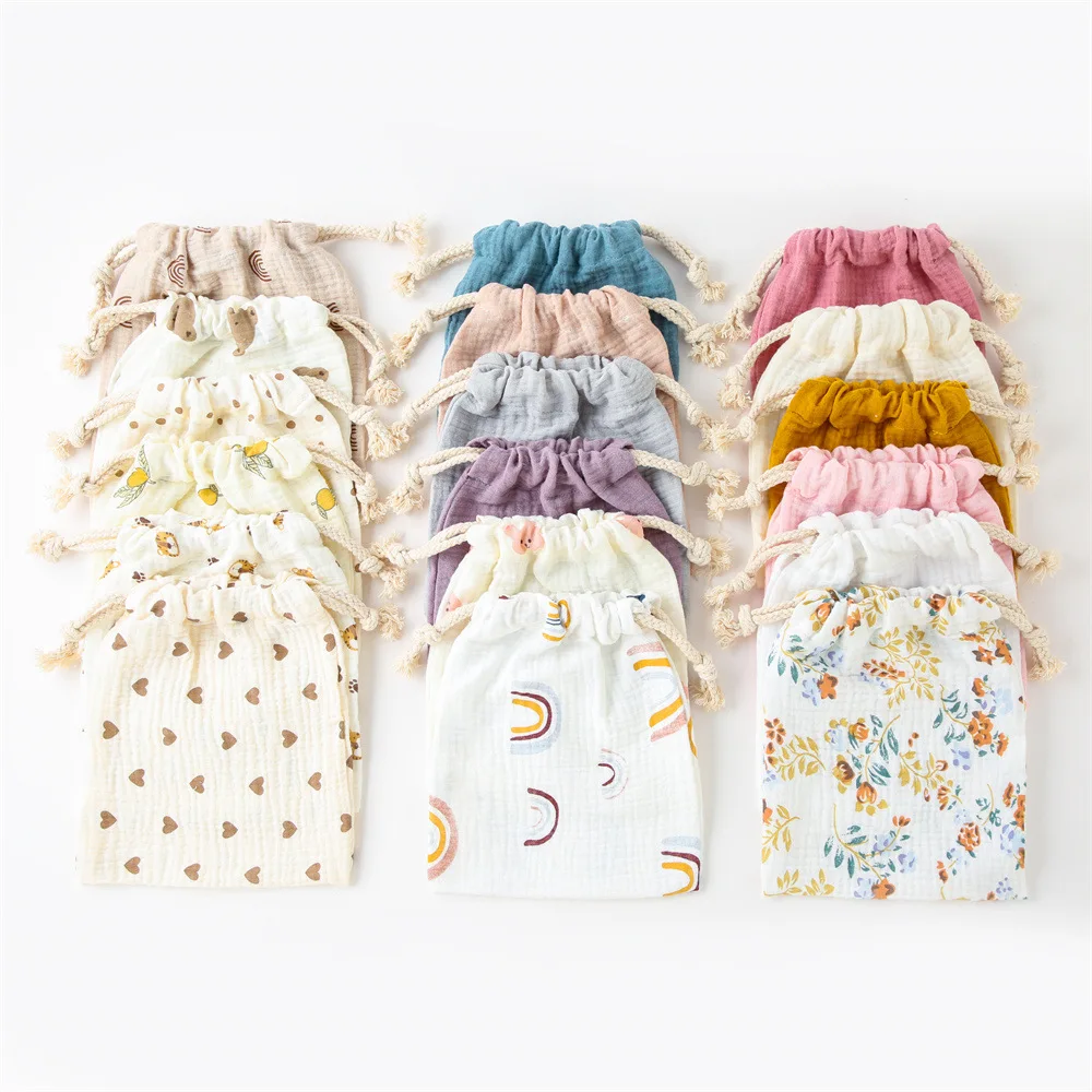 Double Layer Gauze Cotton Crib Storage Hanging Bag Baby Diaper Bag Bed Orangnizer Newborn Accessories