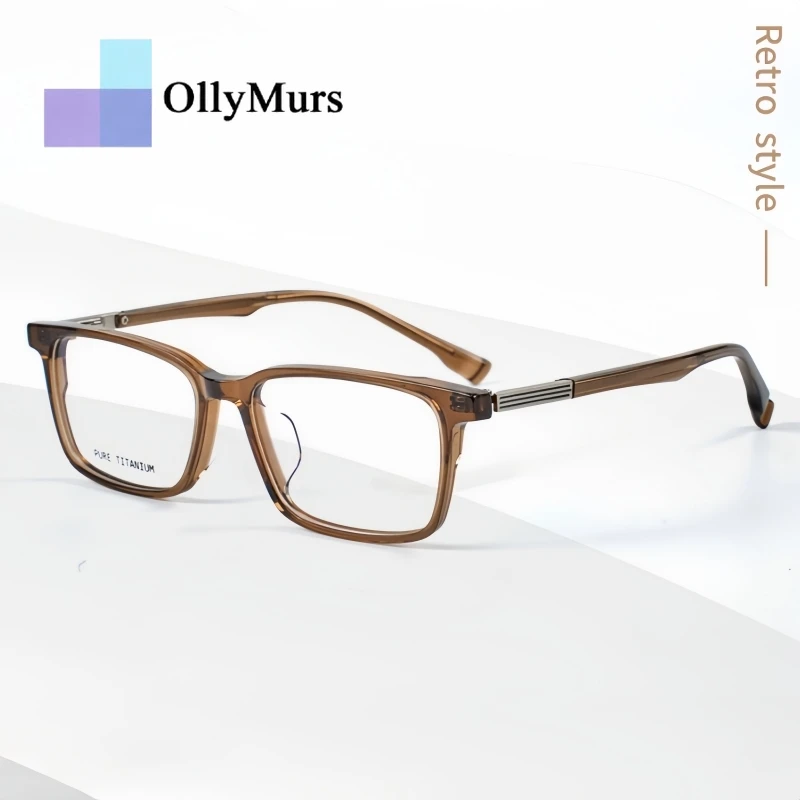 

Новые мужские очки OLLYMURS из чистого титана и ацетата, квадратные, модные, оптические, с диоптриями, роскошные ретро-оправы для женщин T22005